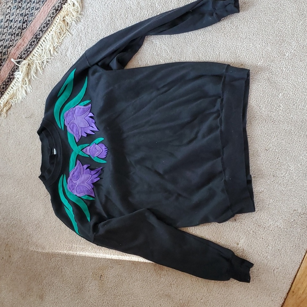 Vintage 80s Floral Crewneck Long Sleeve Sweatshirt